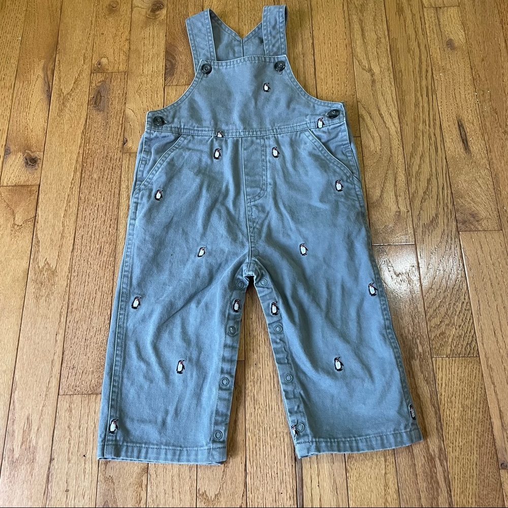 KITESTRINGS BY HEARTSTRINGS GRAY PENGUIN PRINT OVERALLS SIZE 18 MONTHS